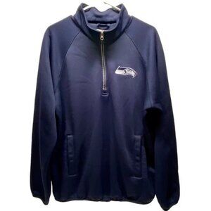 Seahawks NFL Fleece Men's L/G Nvy Glll Long Sleeve Seattle Football 1/4 Zip READ